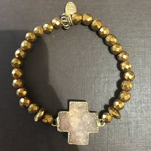 Betsy Pittard Designs gold druzy cross bracelet